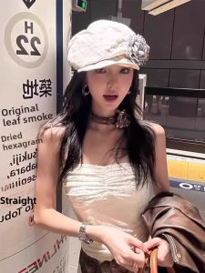 BILLI ZILLY | Linen Beret Hat Women Spring Autumn Thin Breathable Artistic Children Newsboy Cap Retro Face Slimming Painter Hat Casual Style