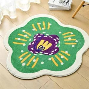 VIKAMA Light And Fresh Round Imitation Cashmere Rug Cute Cartoon Wardrobe Room Study Room Cool Foot Mat Home Decor Accessory