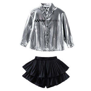 YUZHOUTUO | Kids Tech-Style Futuristic Sequin Sports Day Costume Silver