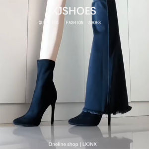 Black Stretch Skinny Socks Boots: Suede Knee Socks Stiletto Heel & Internet Celebrity Style