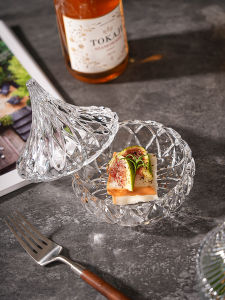 Creative Glass Dessert Bowl with Lid for Western Restaurant Appetizer French Molecular Gastronomy Dish Special Cutlery