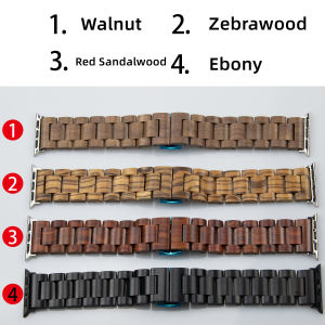 Sandalwood Strap for Apple Watch 49mm 46mm 45mm 44mm 42mm 41mm 40mm 38mm for Men and Women Solid Wood Replacement Watch Band for Apple Watch Ultra 3 2 Series 10/9/8/7/SE/6/5/4/3/2