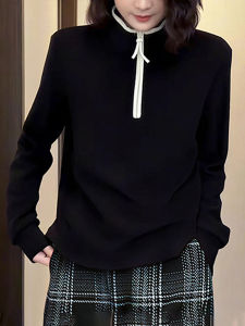 Simple Style Womens Hoodie Half Zip Loose Slimming Design Korean Commute Top Autumn New Arrival Casual Comfortable Sweatshirt