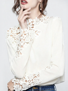 Fashionable Lace Embroidery Hollow Out Top
