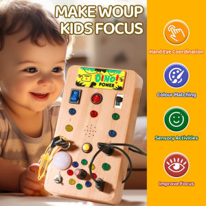Childrens Montessori LED Light Busy Board Simulation Switch Power Board Busy Light Button Puzzle Early Education Learning Toy