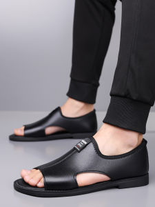 Casual Mens Sandals Summer Fashion Thick Bottom Anti-Slip Slip-On Beach Shoes Soft Bottom Driving Outdoor Wear PVC Upper