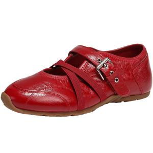 Belle | Silver Red Sports Binding Thin Sole Casual Mary Jane Shoes