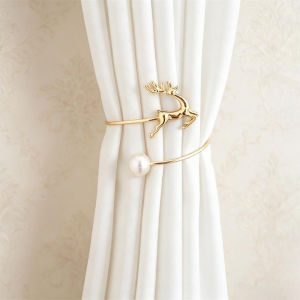 2-Piece Deer Head Curtain Tiebacks – Elegant and Durable Zinc Alloy Metal Curtain Hooks Suitable for Living Room and Bedroom