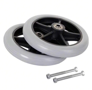 LazaraToy 2 PCS Wheelchair Caster Wheel - Solid Tires Front Wheel for Wheelchairs - 7 inch 5/16 Bearing - Anti-wear & Non-slip