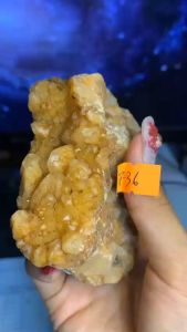 Viên đá Thạch Anh vàng cam tự nhiên năng lượng thiên định vũ trụ 736