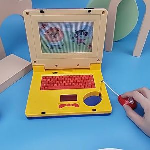 Đồ chơi máy tính mini cho bé có đèn và nhạc hình chú chuột hoạt hình cho trẻ em Laptop đồ chơi cho bé có nhạc chạy film sẵn cho bé