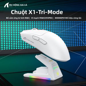Chuột Chơi Game Đa Chế Độ ATTACK SHARK X1 40000DPI Cảm Biến PAW3395PRO Đèn RGB Đế Sạc Từ Tính 100 Triệu Lần Bấm Kết Nối Không dây/Bluetooth/có Dây