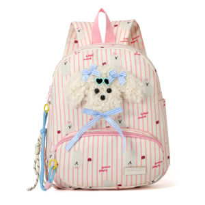 Cute Large Capacity Canvas Doggie Backpack Double Shoulder Bag Commuter Student Bookbag Fashionable Neutral Style Soft Handle