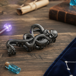 Slytherin Serpent Hair Claw — A vintage metal hair clip inspired by the Dark Mark a strong-hold claw clip accessory suitable
