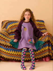 PPTOWN | Girls Lace-spliced Princess Dress Long-sleeve