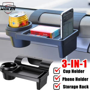 【WOKEN】3-IN-1 Multifunctional Car Storage Box with Cup Holder Drink Holder Car Side Door Window Phone Slot Hanging Car Storage Rack