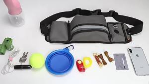 Dog Treat Training Waist Bag Portable Pet Snack Pouch with Poop Bag Dispenser Water Bottle Holder Adjustable Walking Training Fa