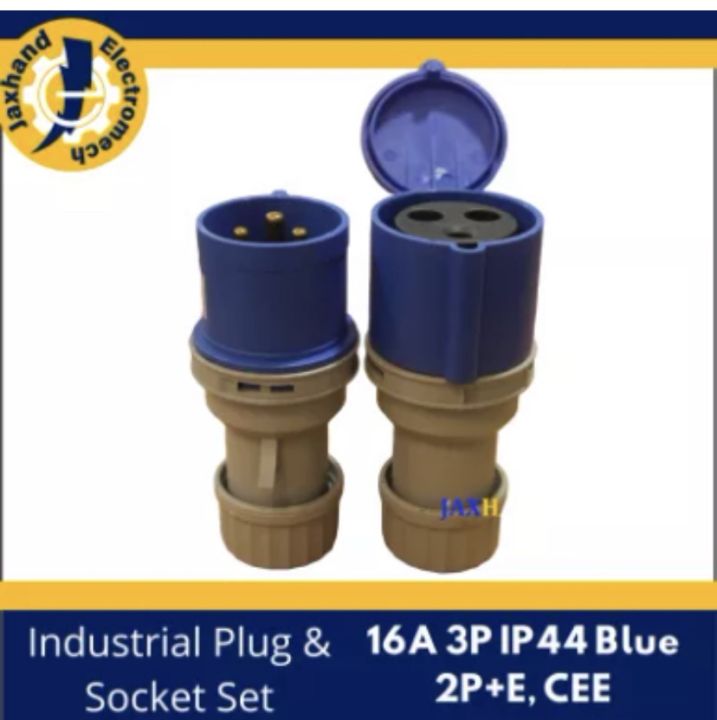 Industrial Plug & Socket Set 16A 3P IP44 Blue 2P+E, CEE (Male & Female ...