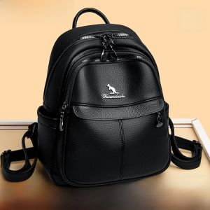Kangaroo Brand Genuine Leather Womens Backpack Soft Cowhide Casual Travel Bag Large Capacity Fashionable Versatile Commuter Bag