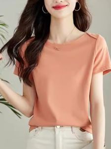 WANGGONGZHU | Princess Style Round Neck Short Sleeve Loose Straight Cut T-Shirt Women Summer New Breathable Slimming Covering Top