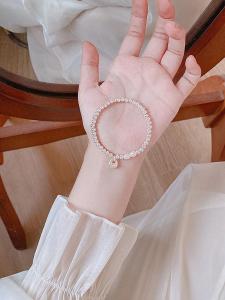 S999 Pure Silver Natural Freshwater Pearl Small Beads Smooth Surface Handmade Bracelet Womens Fashion Jewelry Accessory