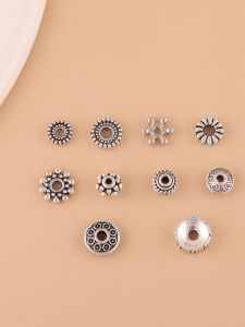 Tibetan Silver Spacer DIY Beaded Spacer Accessories Tibetan Silver Retro Ornament Bracelet Bodhi Buddha Beads Bracelet Spacer Beads Accessories