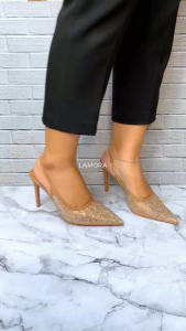 Sepatu Heels ZR-137 Mesh Crystal Slingback