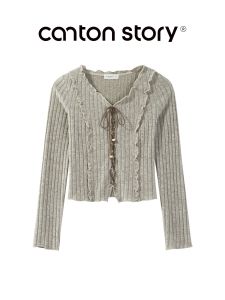 Retro V-neck Long Sleeve Design Knitted Slim Fit Base Layer