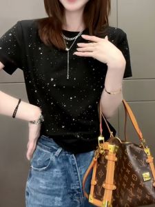 plus Size Starry Night Short Sleeve T-Shirt Womens Slim Fit Fashionable Summer Top Half Sleeve Shirt Korean Style round Neck