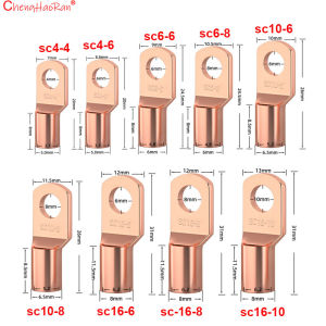 ChengHaoRan 5/10PCS SC Series  4/6/8/10mm Copper Nose Peephole Terminal Block For Marine Short Cable Connectors