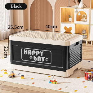Foldable Toys Storage Box Building Block Organizer Box with Lid Toy Snack Container Portable Bin with Wheels for Playroom
