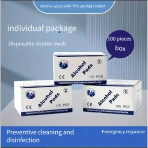 Disposable 75% alcohol swab for wound disinfection essential first aid box supplies for home disaster preparedness.