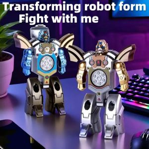 2 in 1 Transforming Robot Fidget Spinner Metal Finger Toy for Stress Relief Cool Action Figure Model for Boys Kids