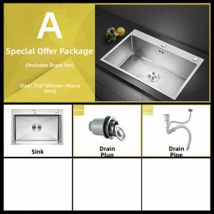 Manual Finished 304 Stainless Steel Single Basin Sink
