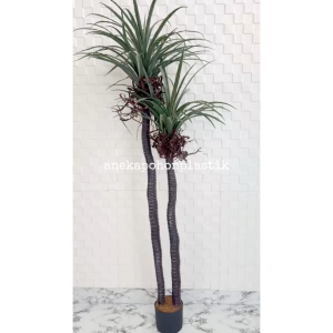 Pohon Artificial Pohon Daun Pandan Bali X2 T160 Latex Pohon Dracaena Dragon Tree Pot Dasar Hitam Plastik Hiasan Pajangan Sudut Ruangan
