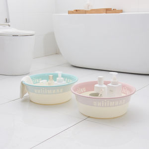 Mr. Grocerys New Plastic Face Washing Basin for Students round Shape Blue Phoenix Pattern Versatile Household Cleaning Tool