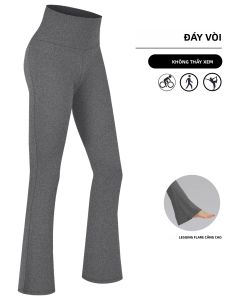 Quần Legging Yoga Nữ Cạp Cao Co Giãn Tốt Kiểu Dáng Loe Dài Đến Mắt Cá Chân Màu Trơn Thích Hợp Tập Luyện Thể Thao