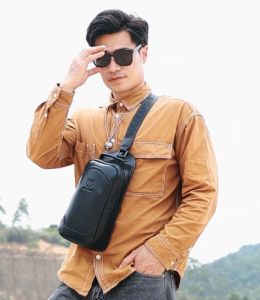 BULLCAPTAIN High-quality Leather Big Chest Bag Mens Business Casual Multifunctional 9.7-inch Leather Shoulder Messenger Bag