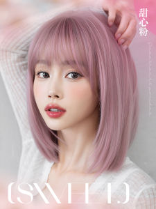 Wig Female Japanese Style Short Hair Pink Lolita Nature Small Curls Student Fashion Color Cos Summer Younger Full-Head Wig