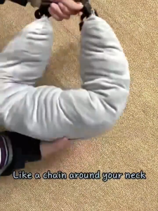 Portable Fillable Neck Pillow Space Saving Fillable Clothes Neck Pillow Adjustable Comfortable Velvet for Car Train Airplane