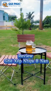Ghế lưng tựa gấp gọn QUI PHÚC lưng thấp khung inox sáng bóng chịu lực tốt chắc chắn dễ dàng cất giữ di chuyển