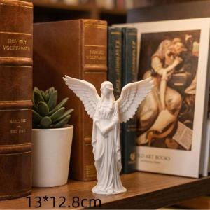 3D Printed White Gold Religious Angel Statue Praying Guardian Figurine for Home Entryway Decor Sympathy Gift