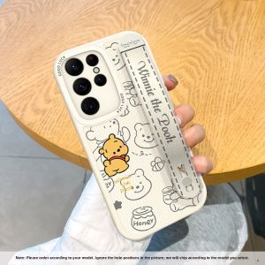 Honey Bear Wristband Phone Case for Samsung S26 S25 Ultra S24+ Soft Silicone S23FE Stand Full Cover S21 Leather Protective Case Womens New S22 Simple
