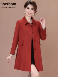 SHERIHAM | New Style Mom Outfit Spring Autumn Red Medium Length Blazer