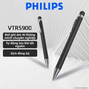 Bút Ghi Âm AI Philips VTR5900 HD 16GB Máy Ghi Âm Hội Nghị Di Động Có Chức Năng Giảm Tiếng Ồn Bluetooth Máy Ghi Âm Kỹ Thuật Số Chuyển Giọng Nói Thành Văn Bản