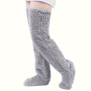 Thermal Winter Socks Women Fleece Lined Over The Knee Cozy Soft Lounge Socks for Home Holiday Gift Ideas
