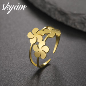 SKYRIM Five-Petaled Flower Open Ring Adjustable Fashion Ring Classical Elegant Ring for women