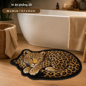 Thảm Trải Sàn Hình Con Báo VIKAMA 2D Mềm Mại Chống Trơn Trượt Dùng Cho Phòng Tắm Lối Vào Thảm Trang Trí Nhà Cửa Chống Trơn Trượt Chống Phai Màu 100% Polyester