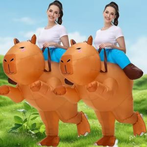 Funny Cartoon Capibara Inflatable Costume Adults Kids Halloween Cosplay Party Dress Performance Inflated Garment Air Blow Suit