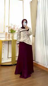 Gamis Brukat Muslimah Elegan Terbaru 2025 Dress Pesta Wanita Syari Modern